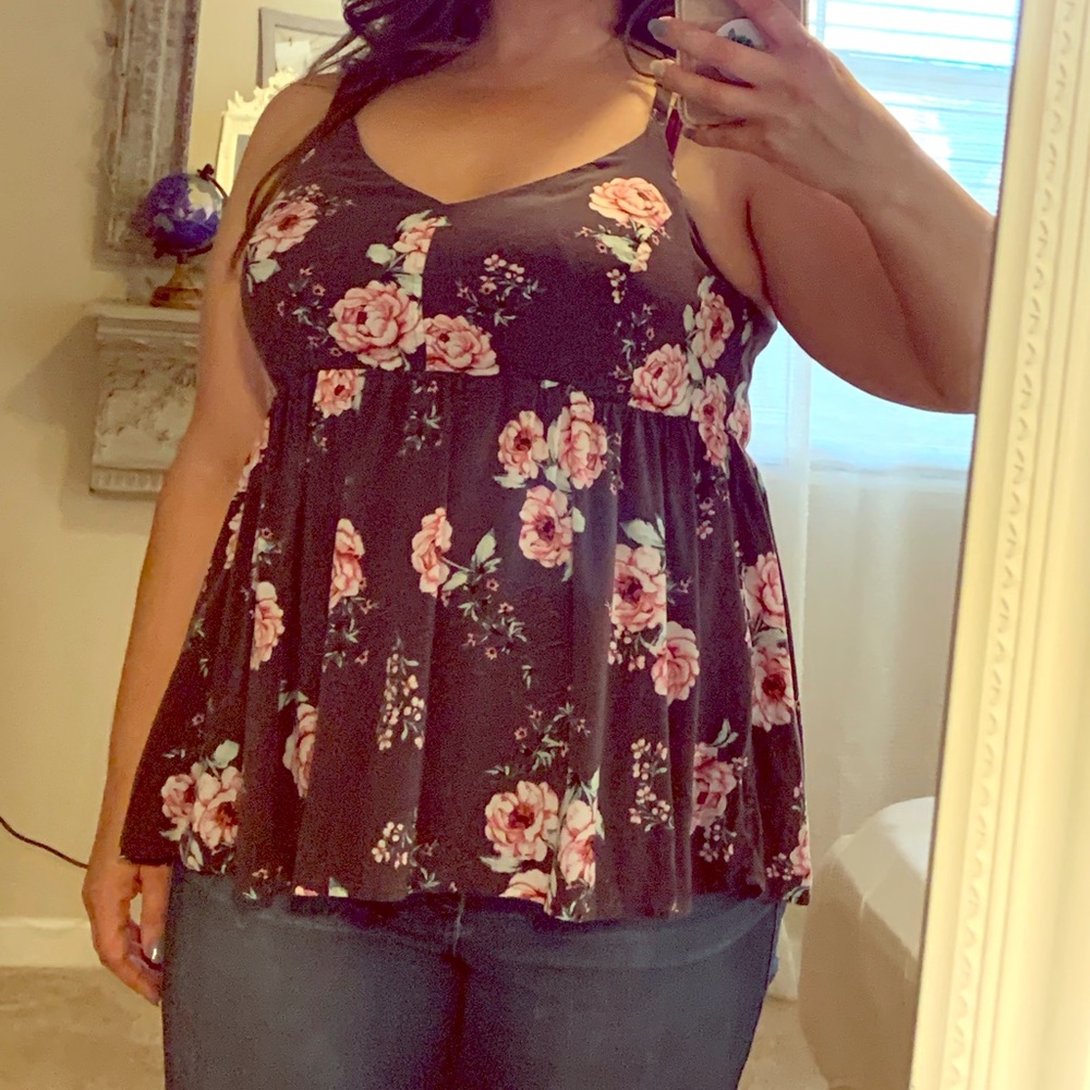 Torrid Babydoll floral top with adjustable straps